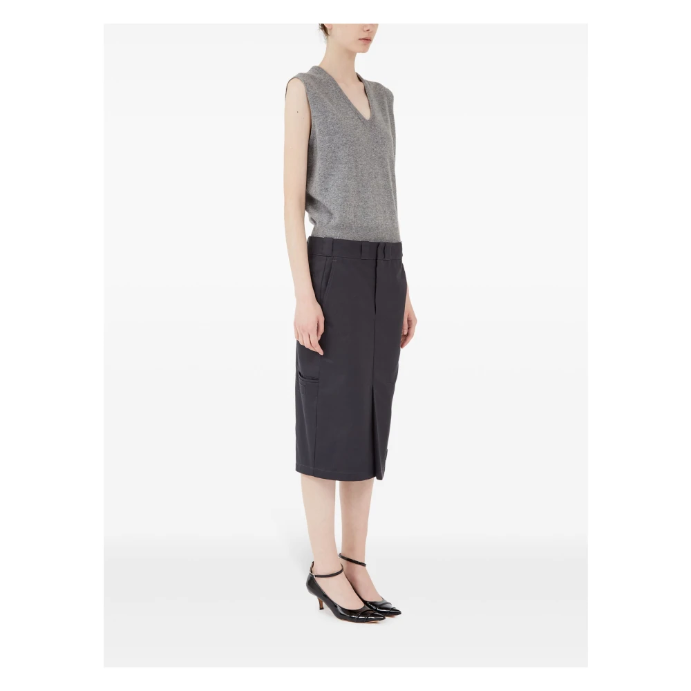 Maison Margiela Elegante Zwarte Midi Jurk Black Dames