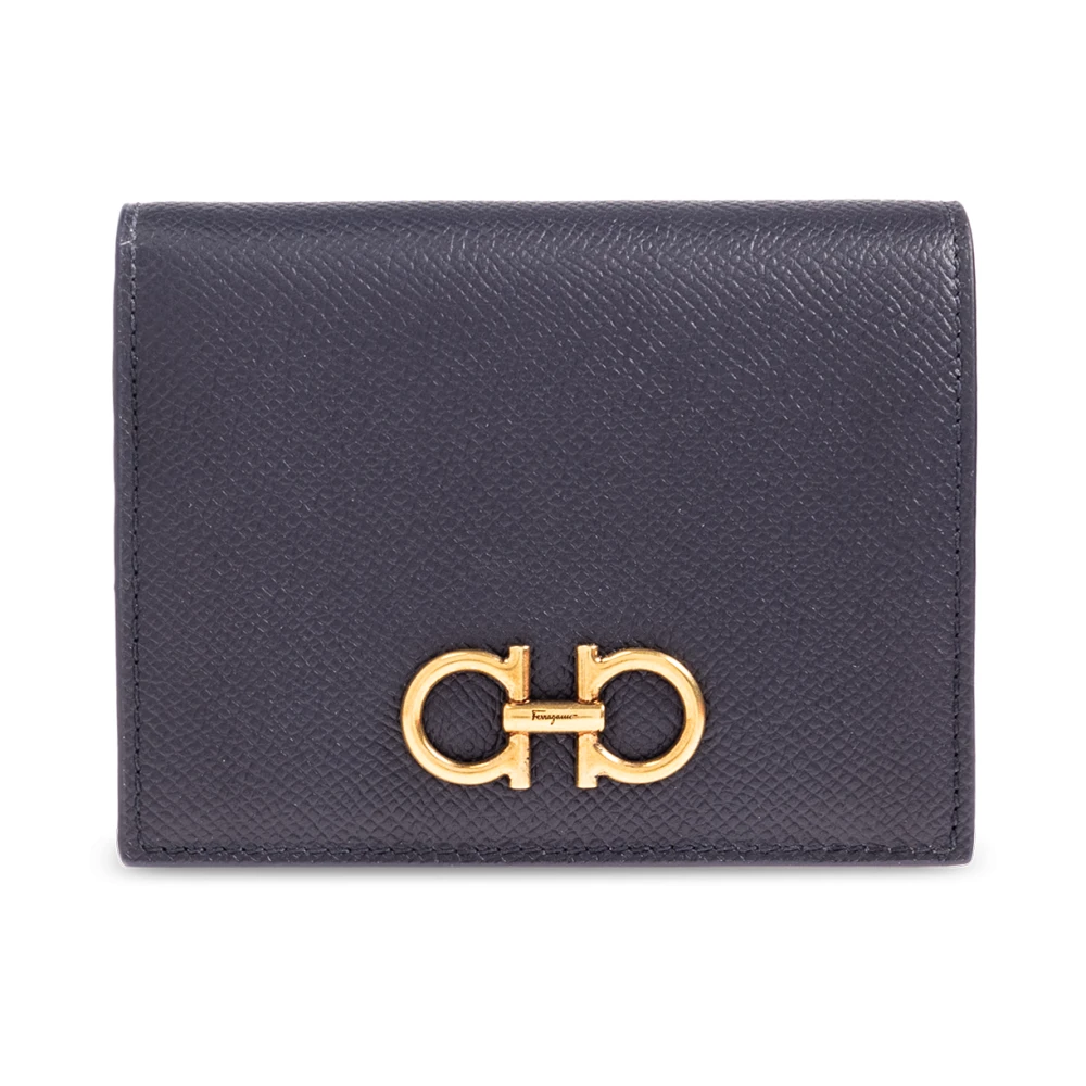 Salvatore Ferragamo Leren portemonnee met logo Blue Dames