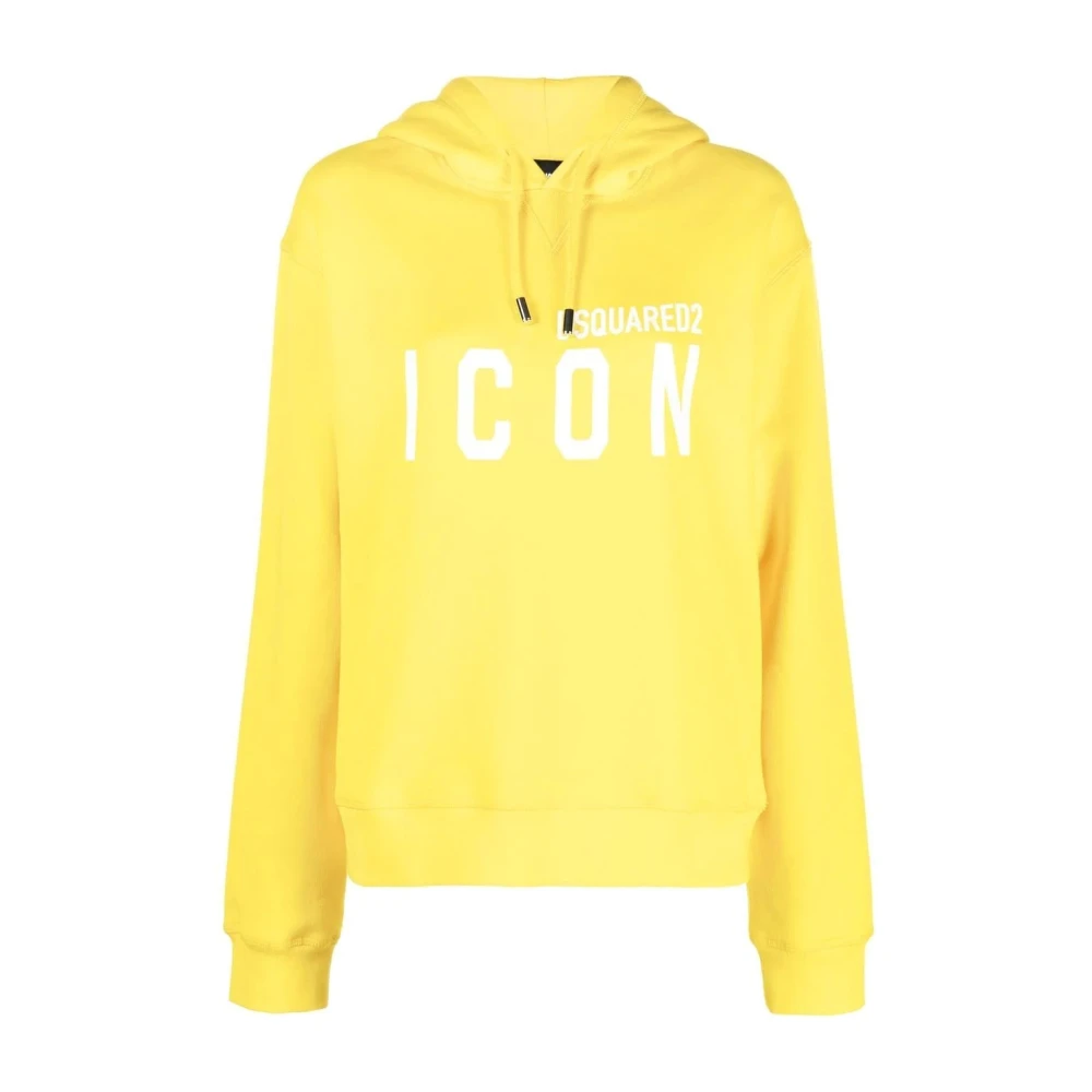Dsquared2 Women's Yellow Logo Printed Drawstring Hoodie - Hoodies - L - Sweatshirts & Hoodies