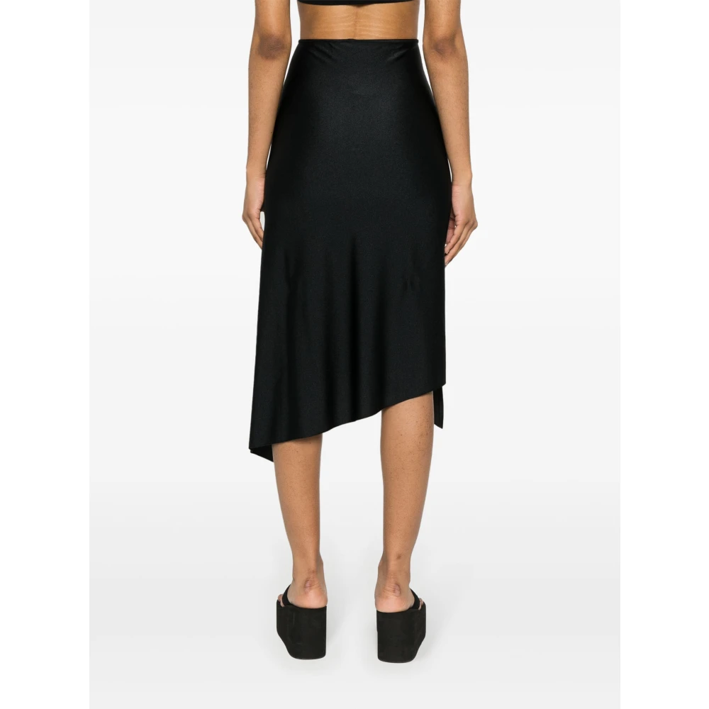 Coperni Bloemig Asymmetrisch Rokje met Diepe Split Black Dames