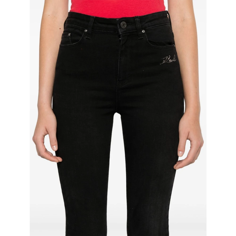 Karl Lagerfeld Skinny Jeans MET Kristallogo Black Dames