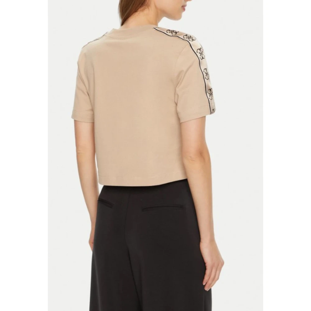 Guess Britney Crop Tee in Beige Katoen Beige Dames