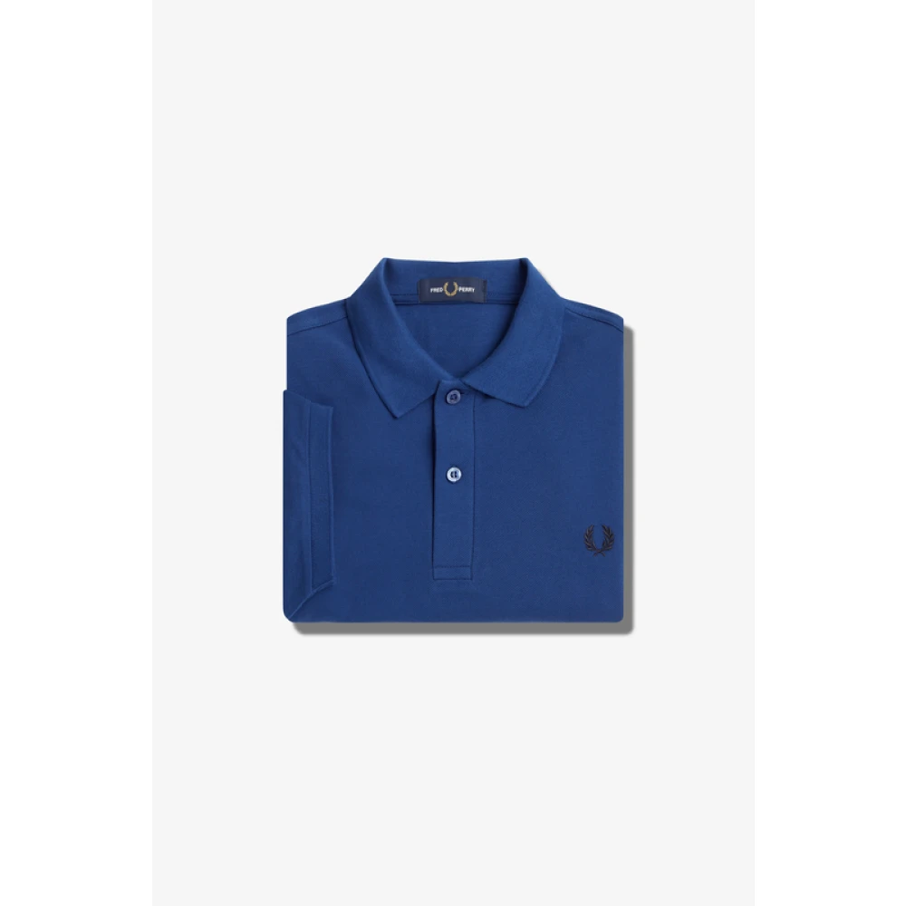 Fred Perry Geborduurd Piqué Polo Shirt Blue Heren