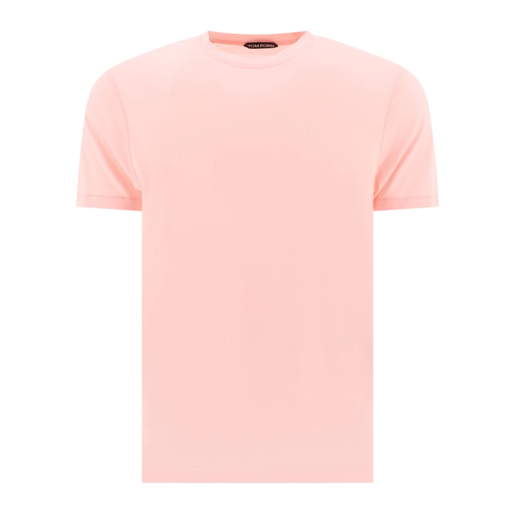 Tom Ford Roze Logo Geborduurd Crewneck T-shirt Pink Heren