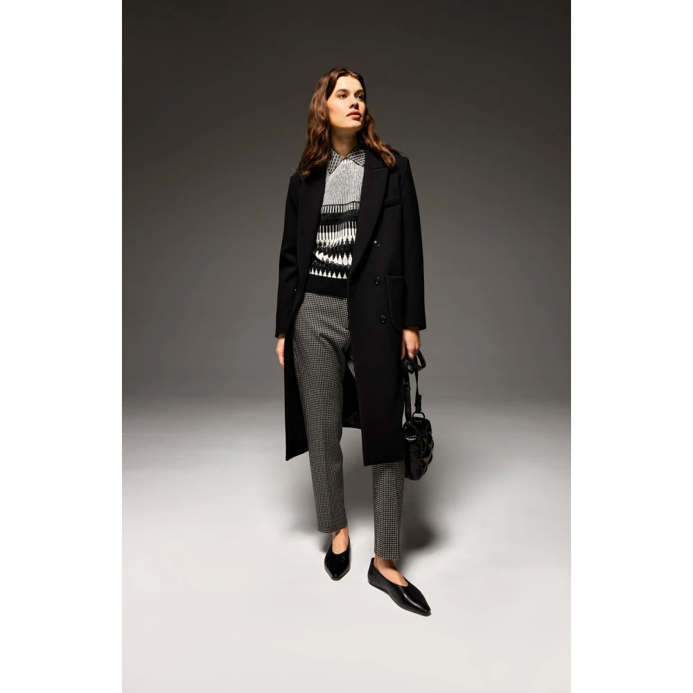 Seventy Slim Fit Enkel Jacquard Stretch Broek Black Dames