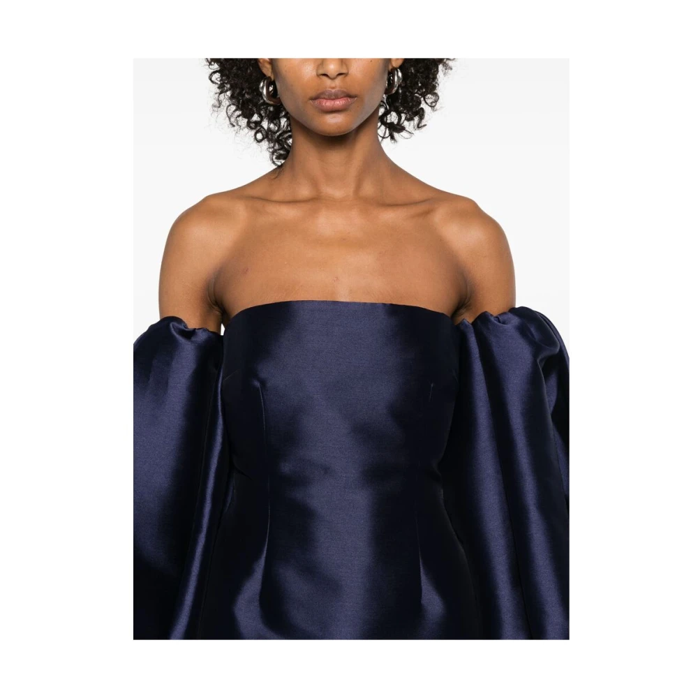 Solace London Navy Blue Cape Inzet Jurk Blue Dames