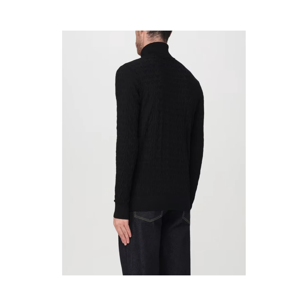 Emporio Armani Wollen coltrui met devoré letters Black Heren
