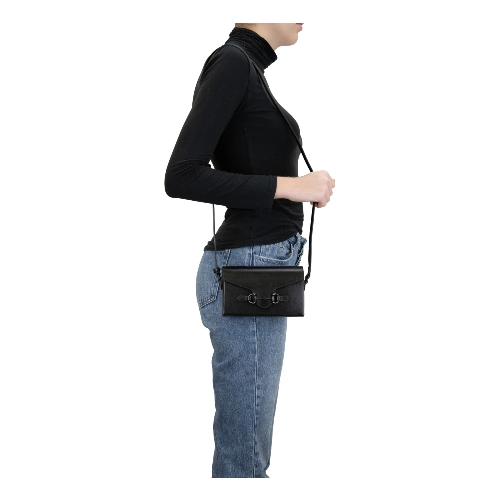 Gucci Leren Schoudertas Magnetische Knoop Black Dames