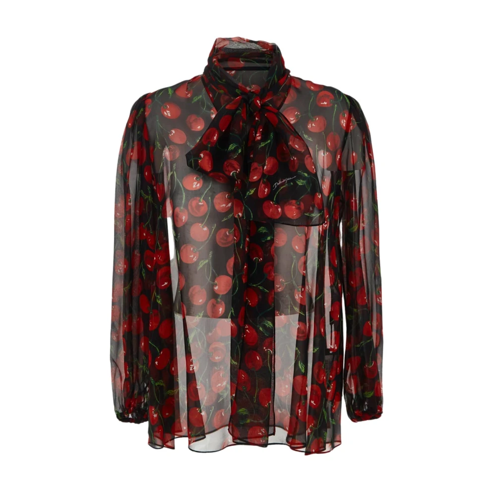 Dolce & Gabbana Zijden blouse met kersenprint Multicolor Dames
