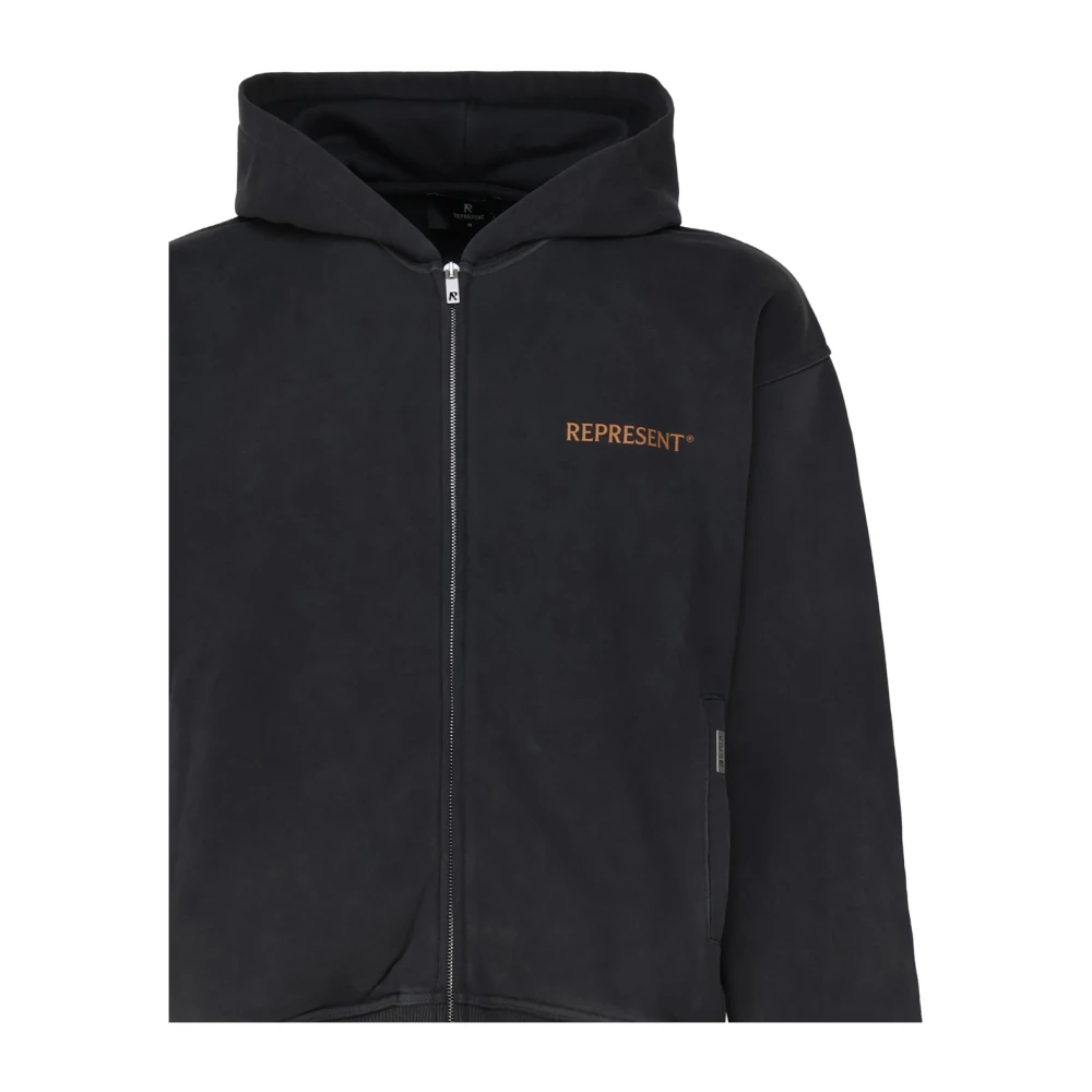 Represent Aged Black Zip Hoodie Black Heren