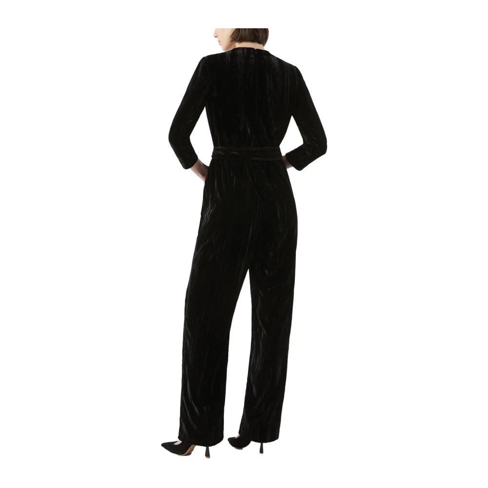 Pennyblack Gekreukeld fluwelen jumpsuit met gestructureerde schouders Black Dames