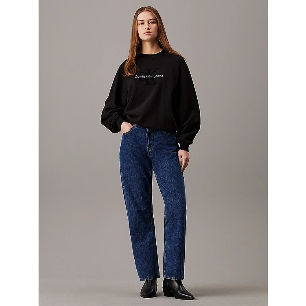 Calvin Klein Jeans Monogram Fleece Sweater Dames Black Dames