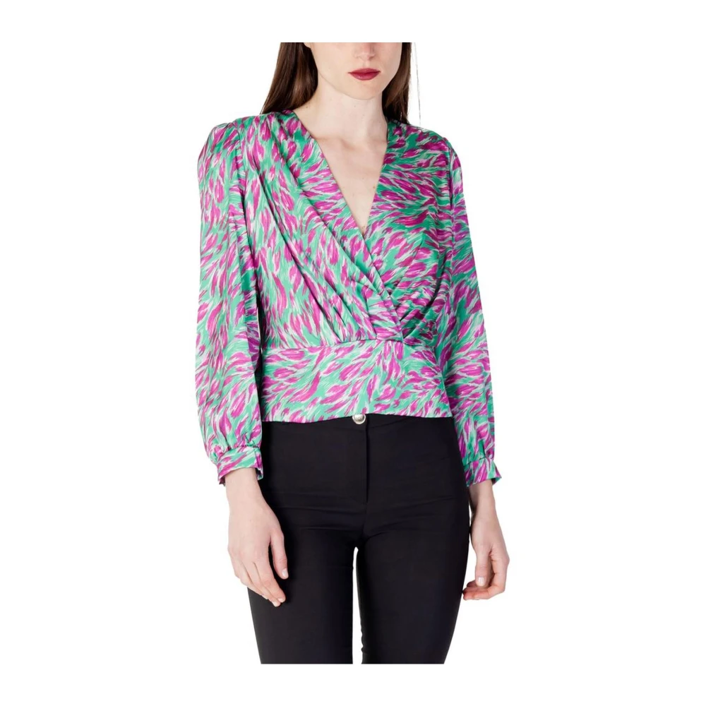 RINASCIMENTO Gedrukte blouse met V-hals en lange mouwen Multicolor Dames