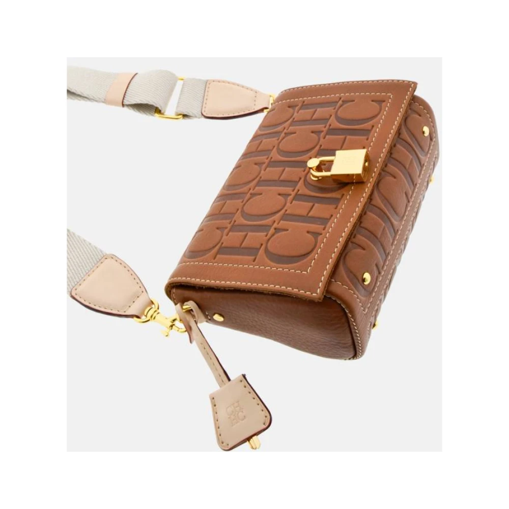 Carolina Herrera Mini Andy Locked Crossbody Bag Brown Dames