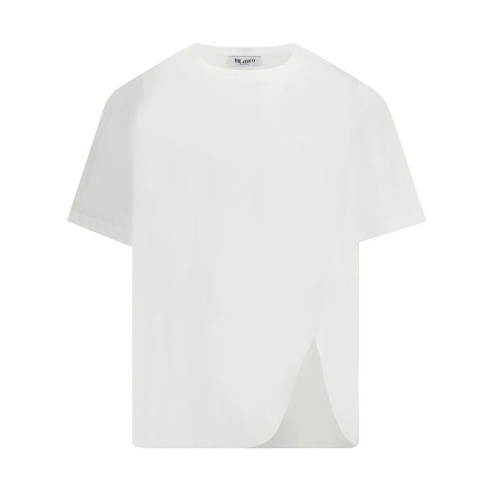 The Attico Zwart Katoenen Jersey T-Shirt met Unieke Vormige Split Black Dames