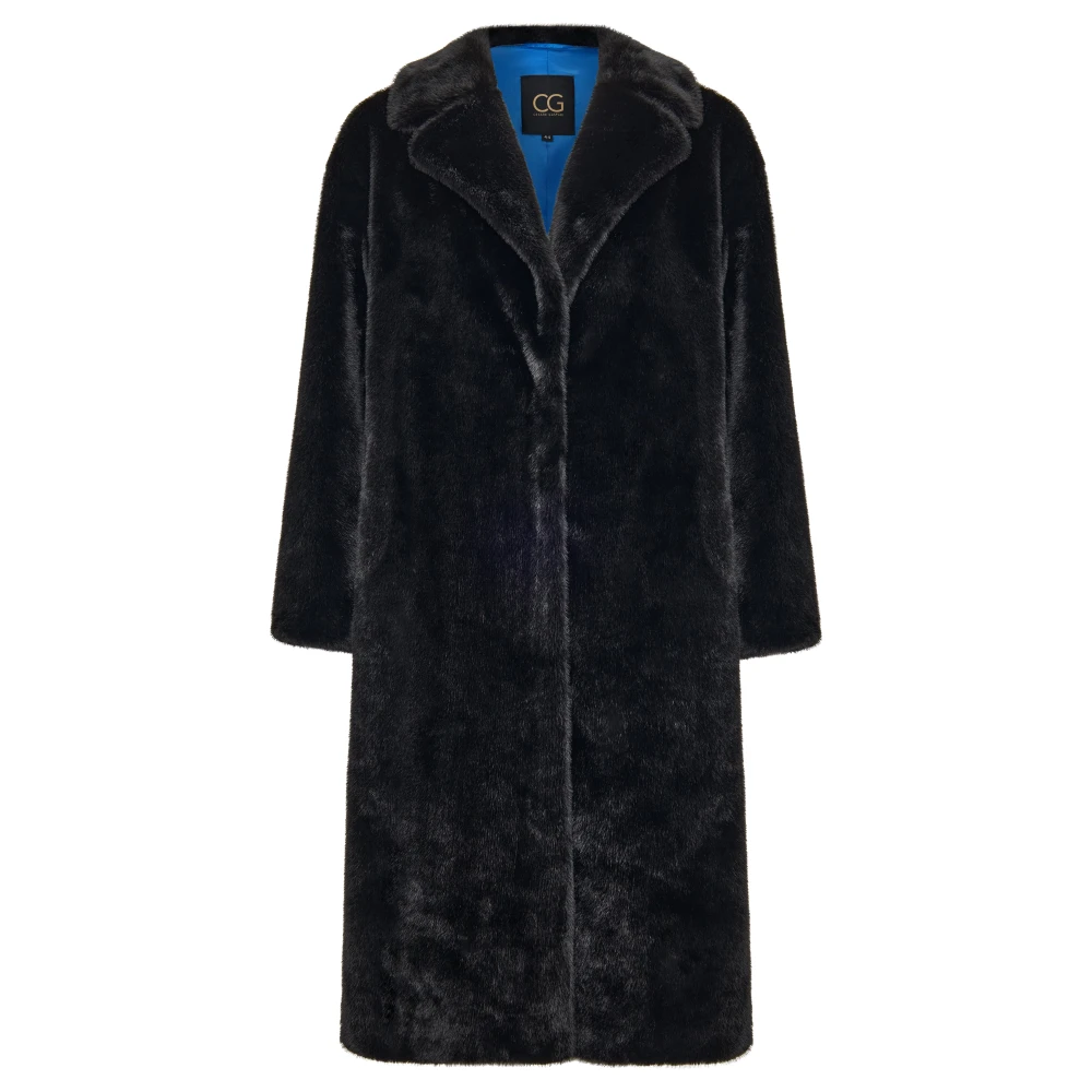 Cesare Gaspari Deluxe Lange Achterprint Jas Liefhebbers Zwart Black Dames
