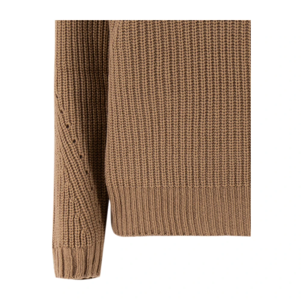 Le Tricot Perugia Klassieke Gebreide Trui Brown Dames