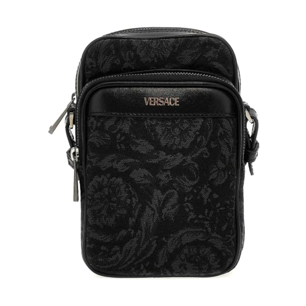 Versace Stijlvolle Leren Tas Black Heren