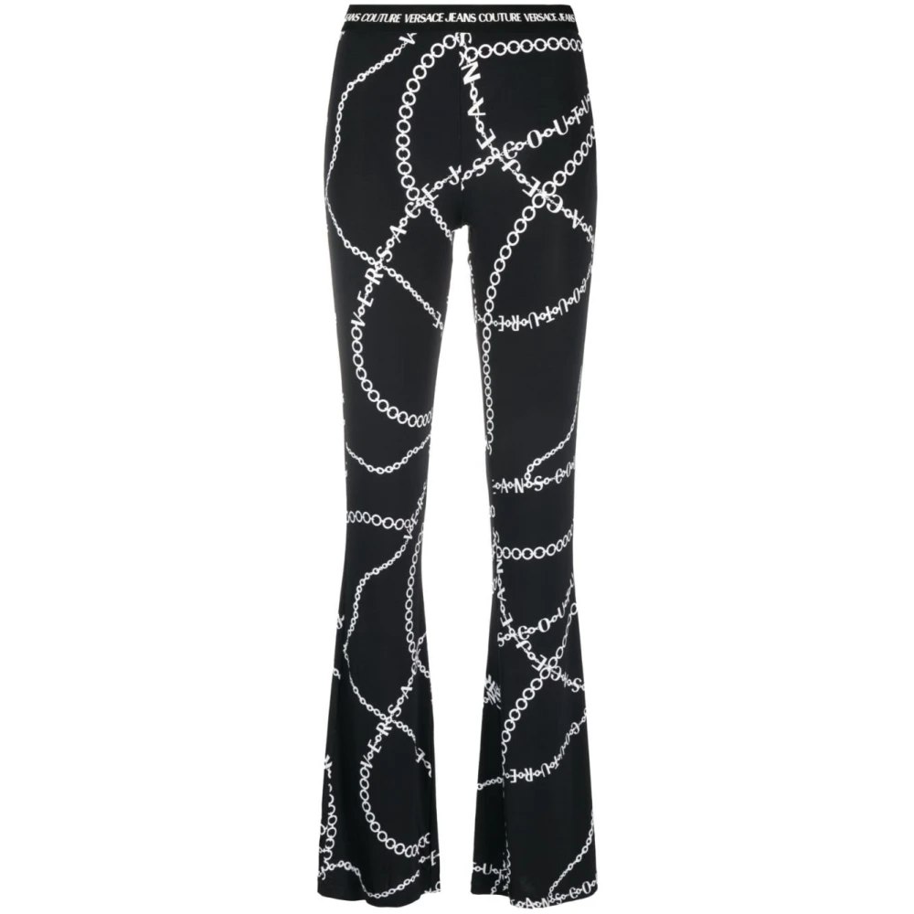 Versace Jeans Couture Women's Black Wide Trousers, Xs, Trousers For