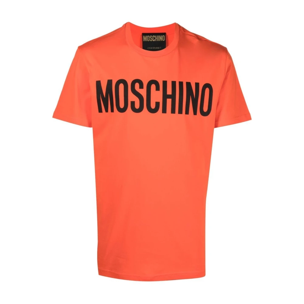 Moschino Oranje Katoenen T-shirt met Logo Print Orange Heren