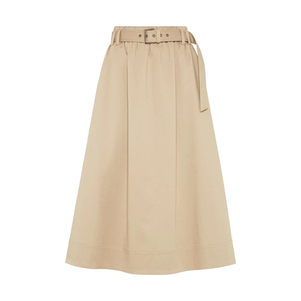 BRUNELLO CUCINELLI Hoge beige rok met zakken Beige Dames