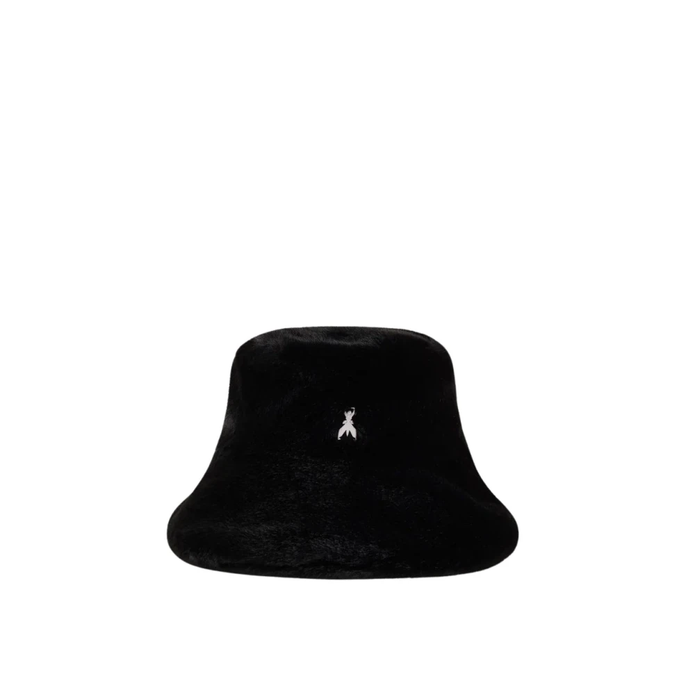 PATRIZIA PEPE Fluffy Faux Fur Hat met Iconic Fly Black Dames