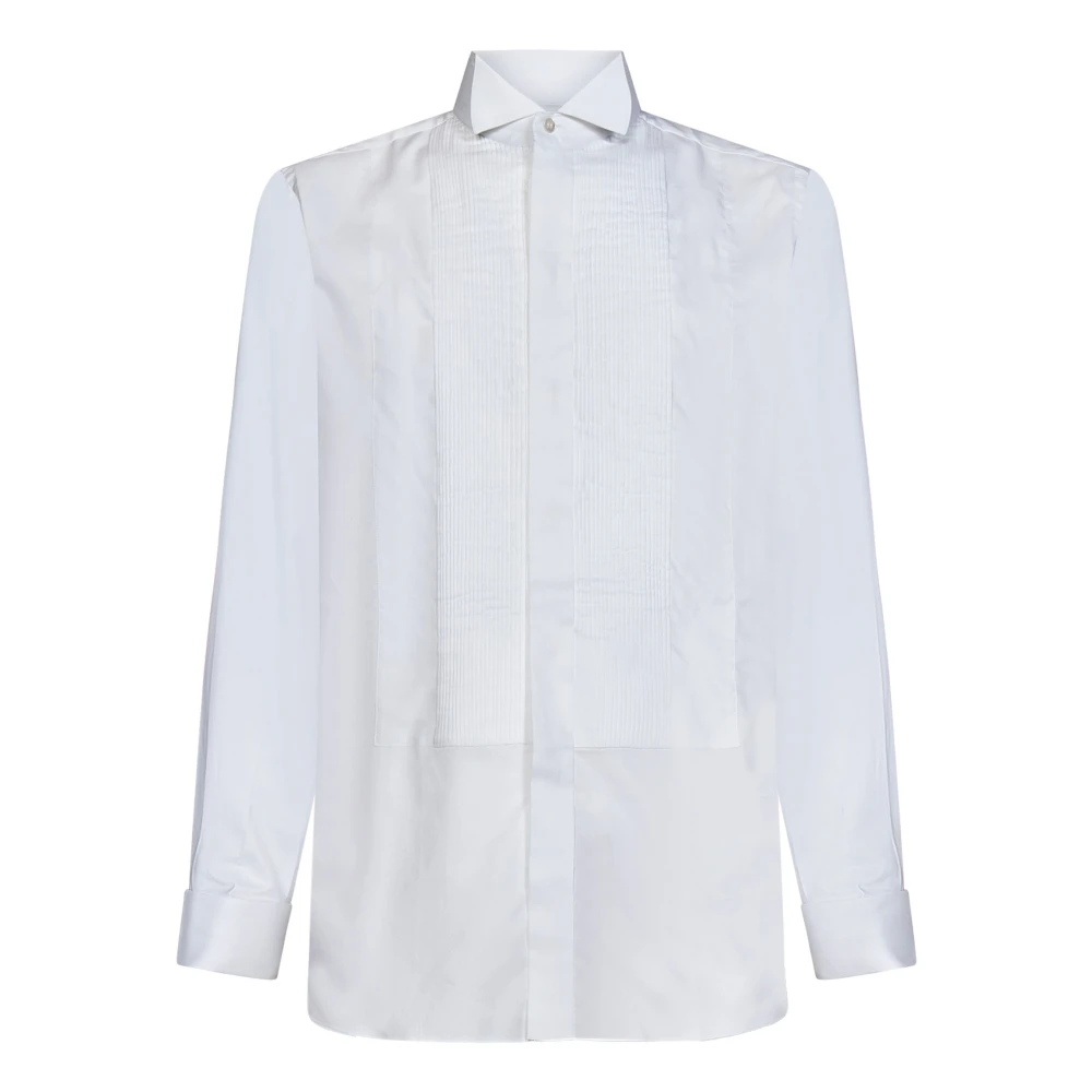 Brioni Witte Katoenen Poplin Rokkostuum Overhemd White Heren