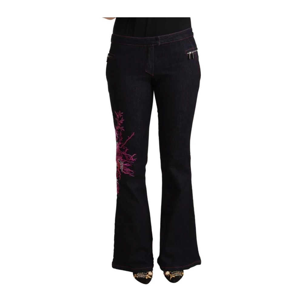 Exte Women's Black Bootcut Jeans, 2XS, Floral Bell Bottoms Jeans