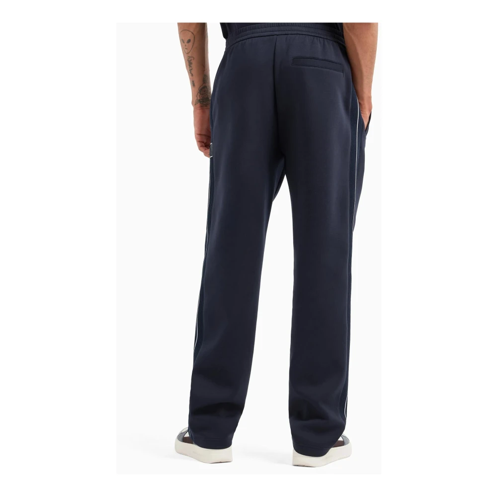 Armani Exchange Blauwe Jerseybroek met Hoge Taille en Zakken Blue Heren