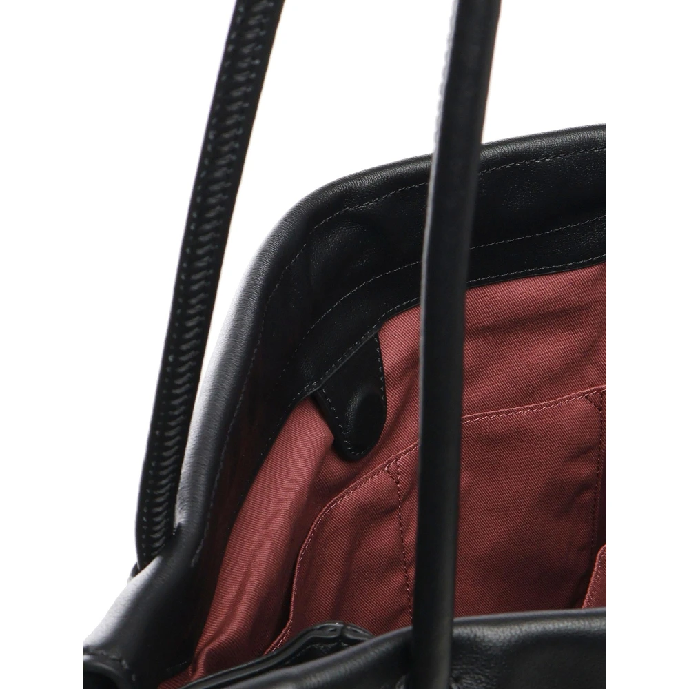 Coccinelle Zwarte Trekkoord Schoudertas met Stoffen Voering Black Dames