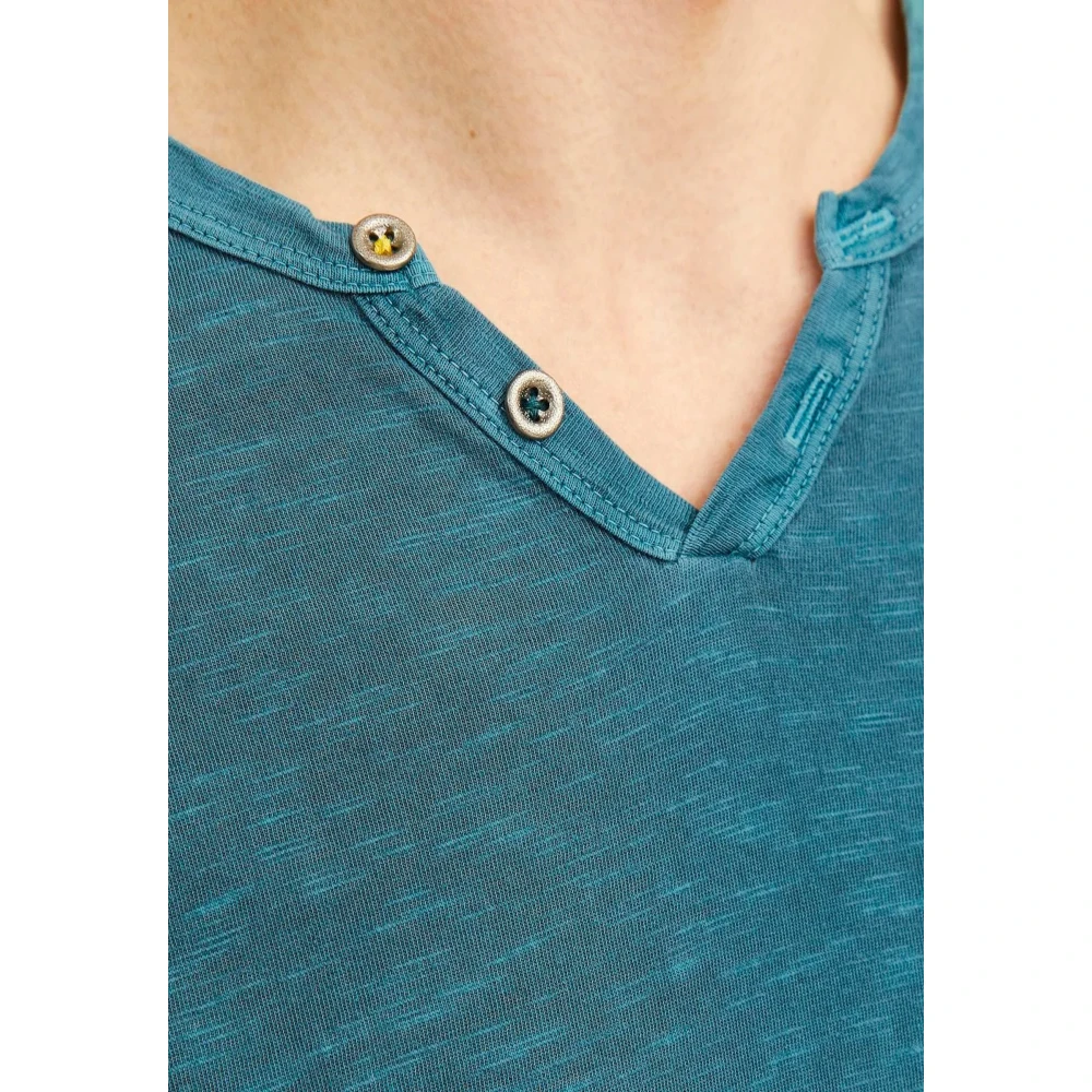 jack & jones Split Neck Heren T-shirt Blue Heren