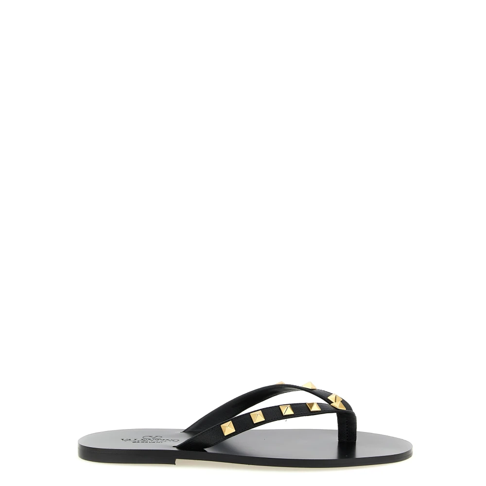 Valentino Garavani Men's Black Rockstud Thong Sandal - Flip Flops - 12 Uk - Shoes