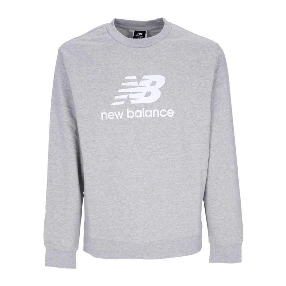 New Balance Logo Crewneck Sweatshirt French Terry Athletic Gray Heren