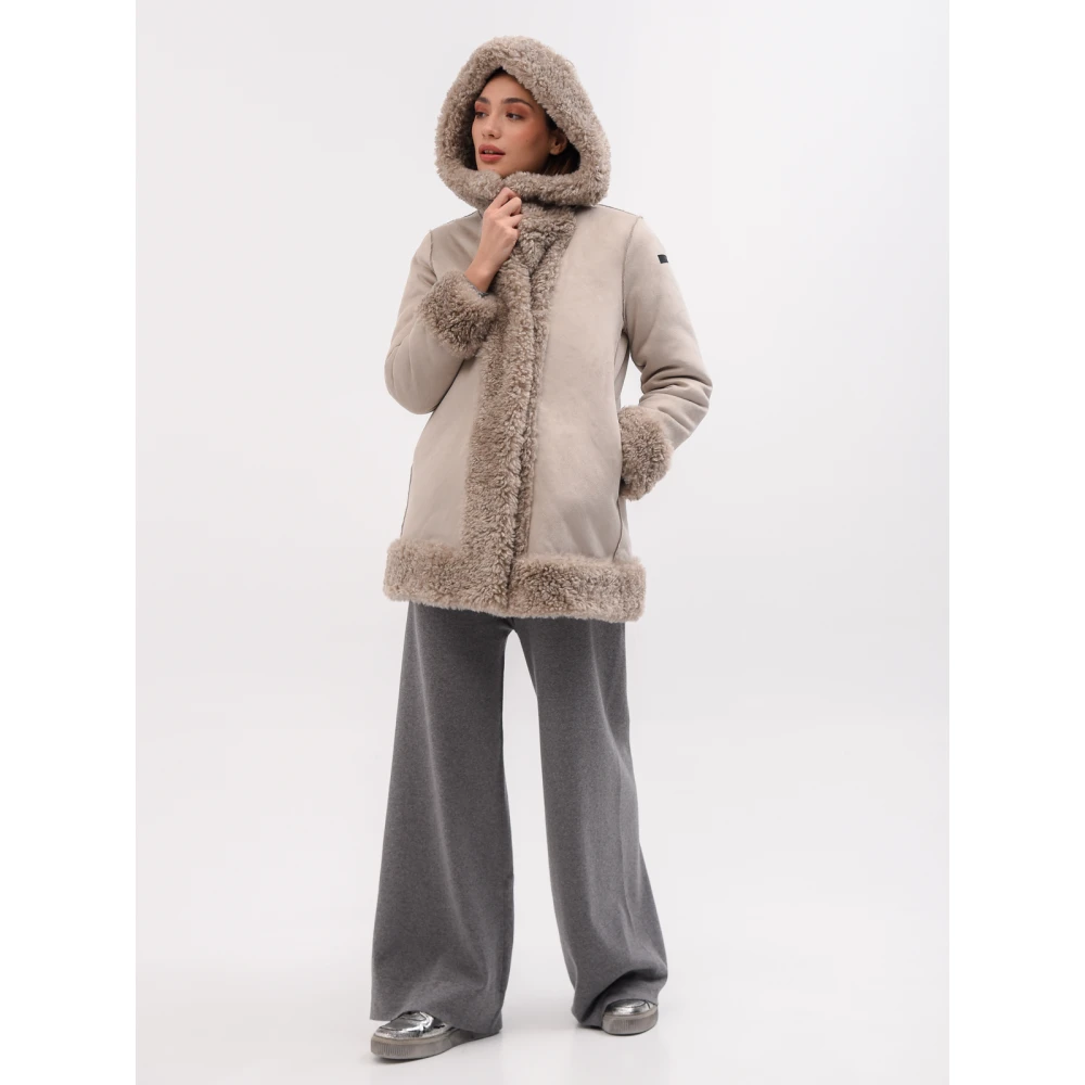 RRD Omkeerbare Faux Shearling Jas met Capuchon Gray Dames