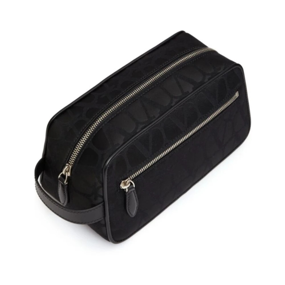 Valentino Garavani Zwarte Nylon Iconographe Toilettas Black Heren