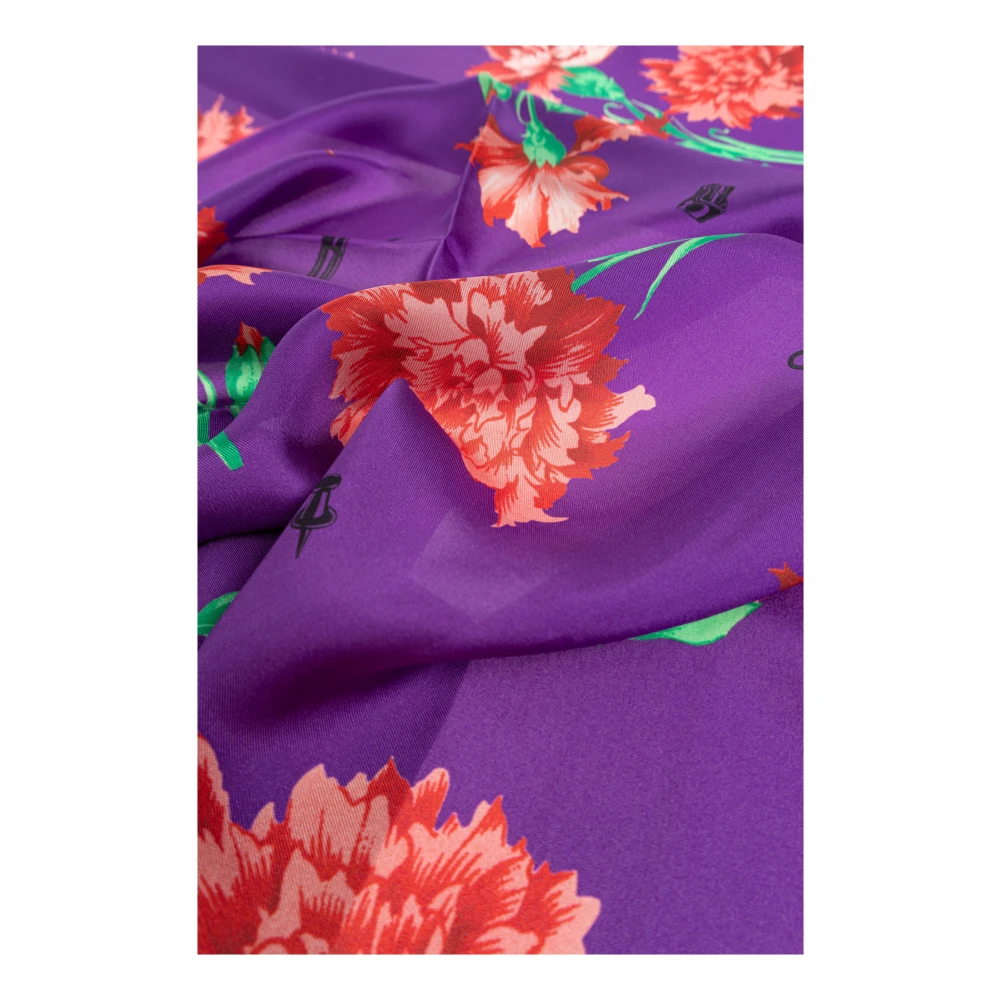 Moschino Zijden sjaal met bloemenpatroon Purple Unisex