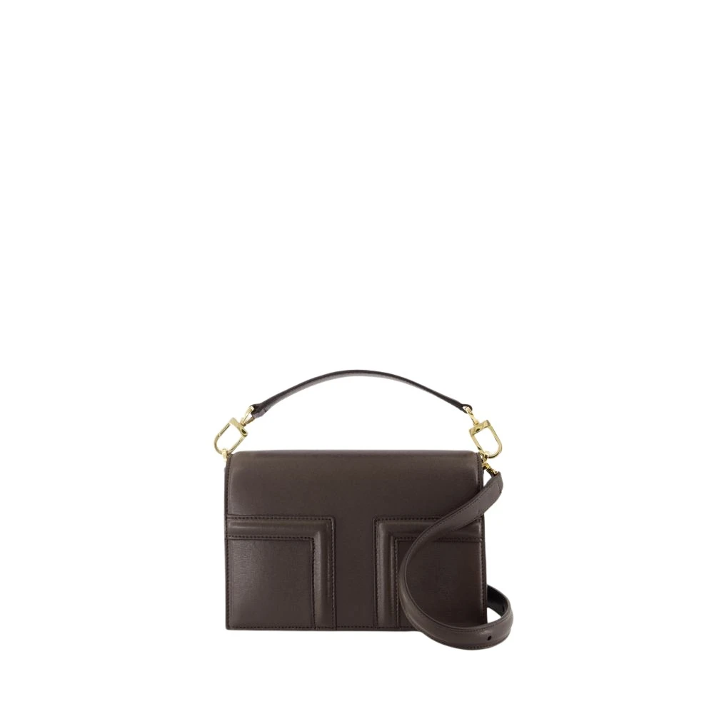 TotêMe Bruine leren T-Flap tas met afneembare band Brown Dames