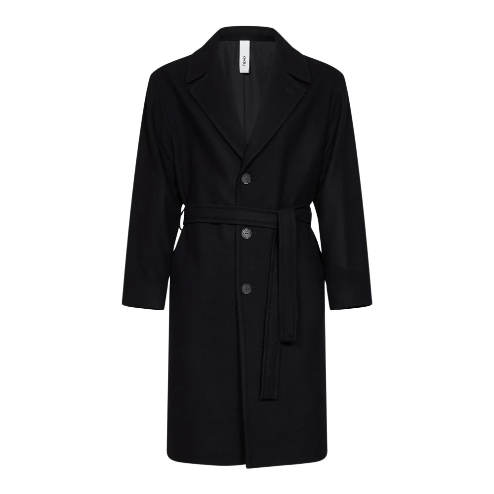 Hevo Ostuni Coat - Male - Belted Coats - Black - M - Coats