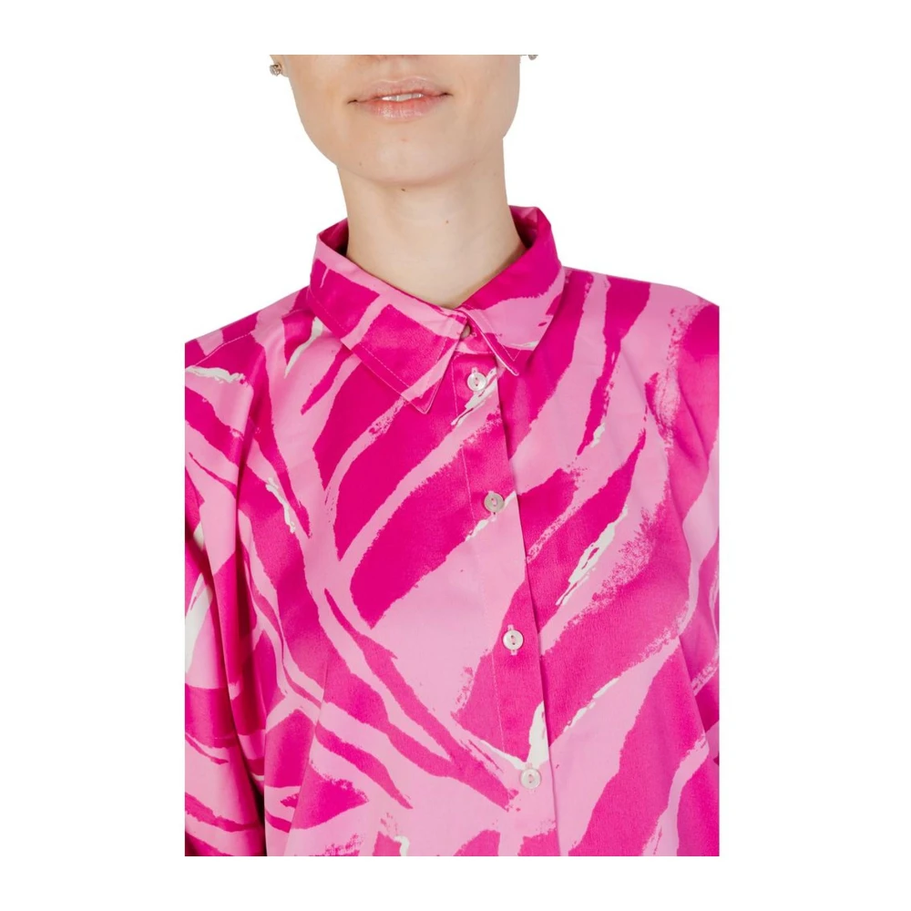 Only Roze Abstract Print Lange Mouwen Shirt Pink Dames