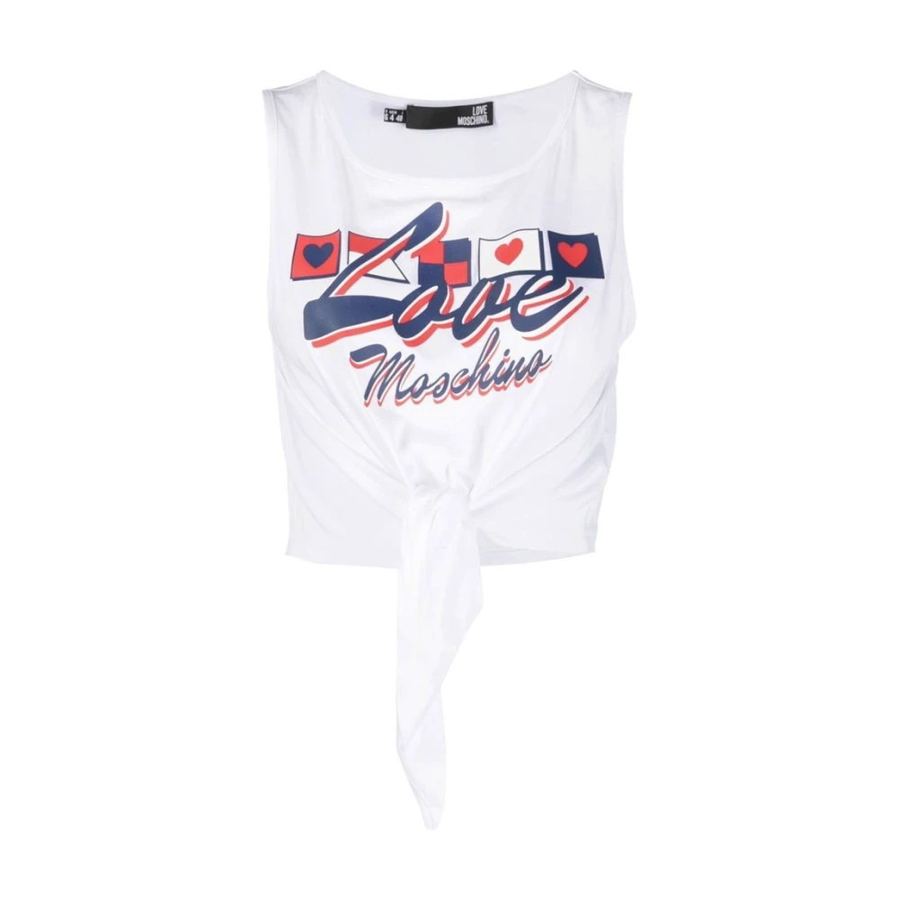 Moschino Logo Tanktop in Katoenmix White Dames