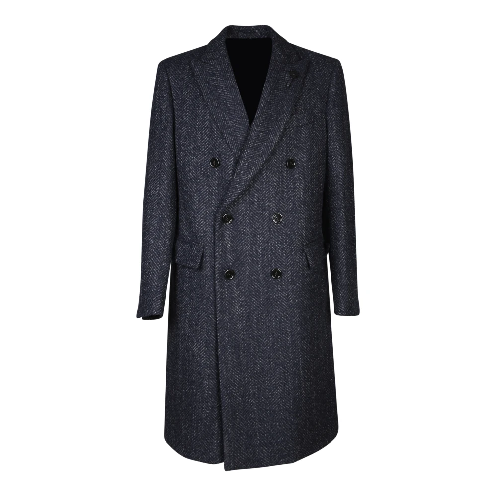 Lardini Blauwe Wollen Jas Aw24 Blue Heren