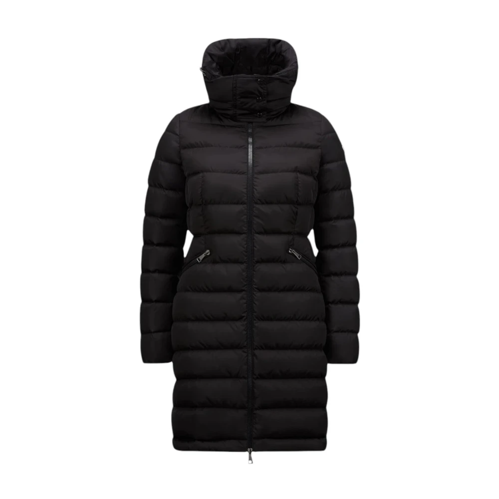 Moncler Lange donsjas met Flare Silhouet Black Dames