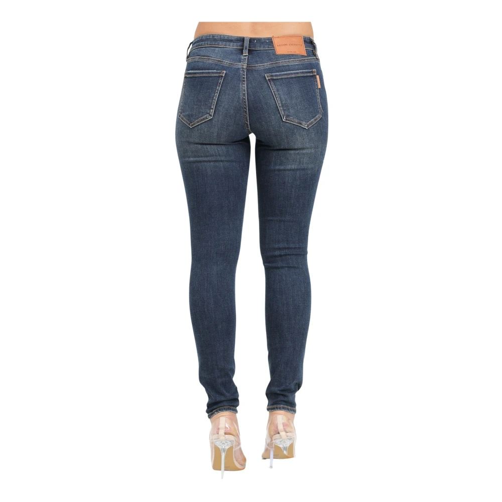 Armani Exchange Slim Fit Skinny Blauwe Denim Jeans Blue Dames