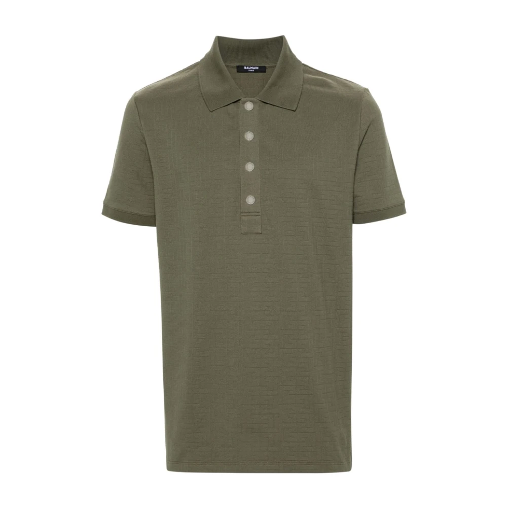 Balmain Gestreepte Jacquard Poloshirts Green Heren