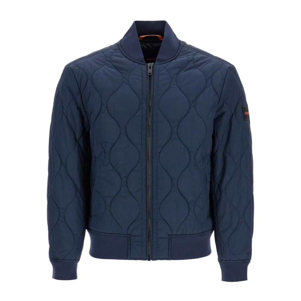 Boss Gewatteerde donsjas met golvend patroon Blue Heren