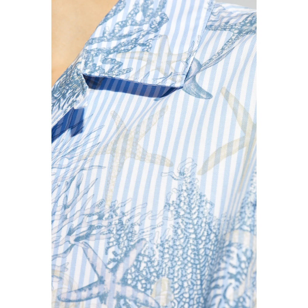 Versace Shirt met Barocco Sea print Blue Heren