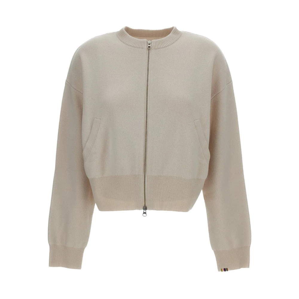 Extreme Cashmere Women's Beige Cashmere Knitwear, One Size, No. 478 Xtra Fun Zip-Up Cardigan