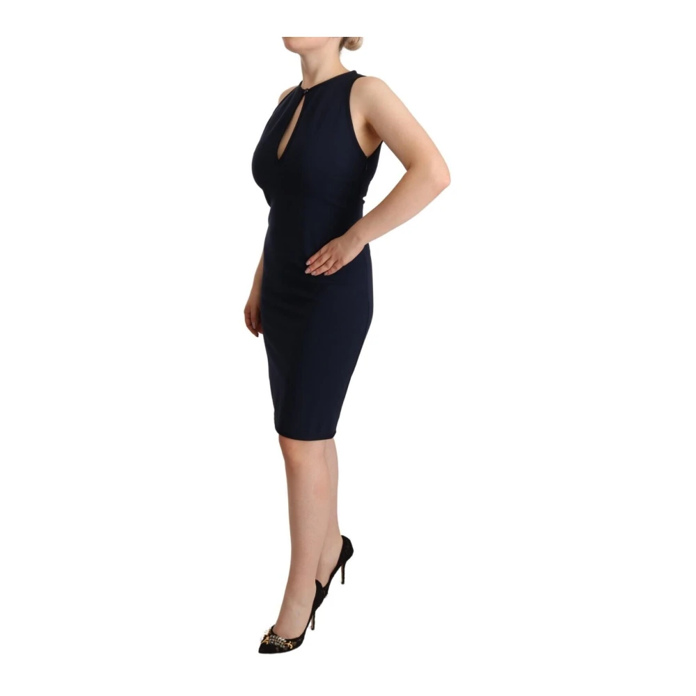 John Galliano Mouwloze Sheath Jurk in Marineblauw Blue Dames