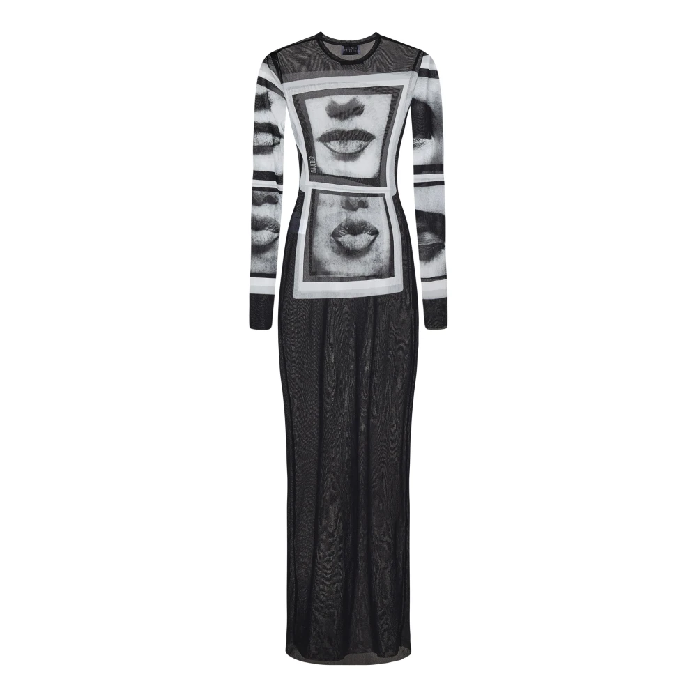 Jean Paul Gaultier Zwart Eyes and Lips Print Top Black Dames