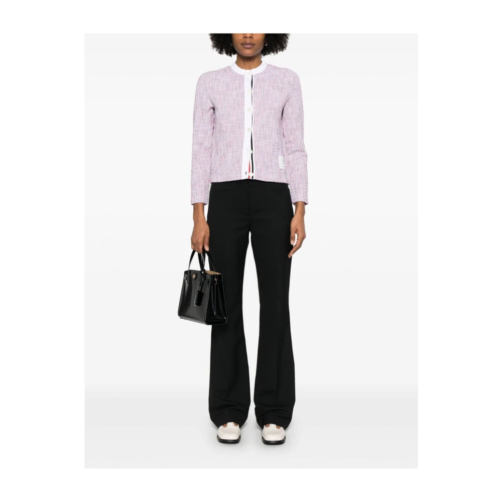 Thom Browne MultiColour Crew Neck Sweater Logo Patch Pink Dames